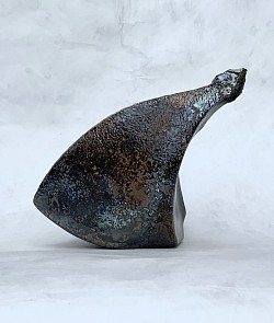 Sculpture en grès, émaillée cuisson raku